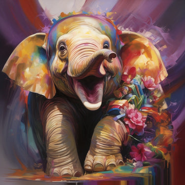 Tableau Tête Éléphant Rigolo